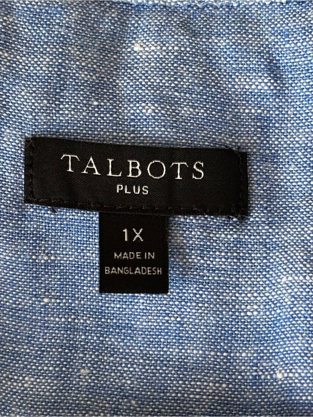 Talbots Side Button Linen Band Collar Popover Cross Dye Top Size 1X 100% Linen - Picture 4 of 6